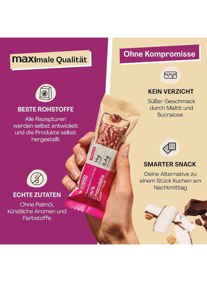 Maxi Nutrition Dark Chocolate & Coconut Creamy Core Protein Bar (Pack of 12 x 45 Grams Each) | With 14G Of Protein | Low Sugar | Fat Free | High Protein Snack | No Artificial Flavors & Colour Added - Image 4